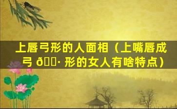 上唇弓形的人面相（上嘴唇成弓 🕷 形的女人有啥特点）